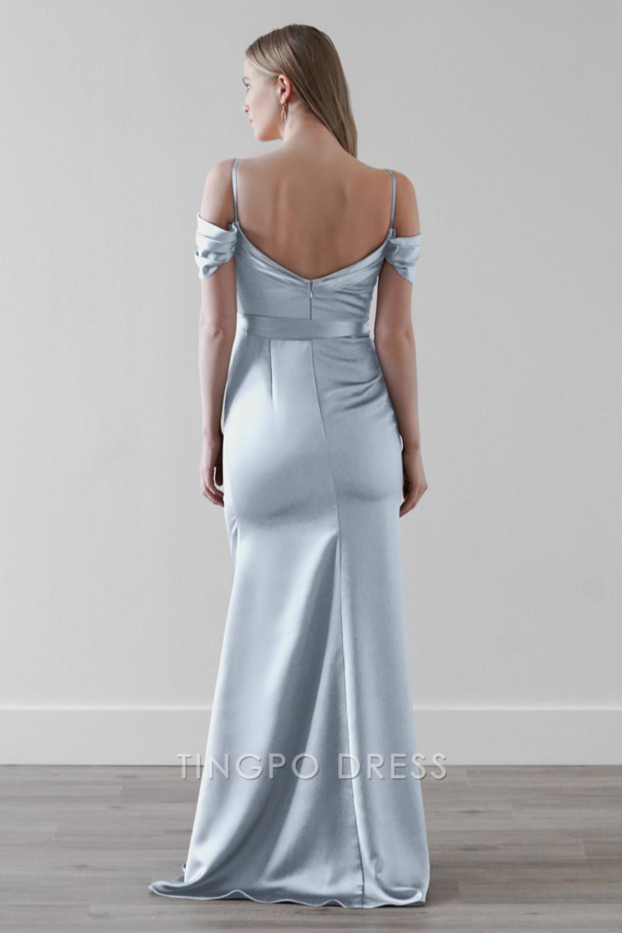TingPo Wholesale Elegant Shoulder slimming shoulder strap tight bow mop dance dress formal women's dress